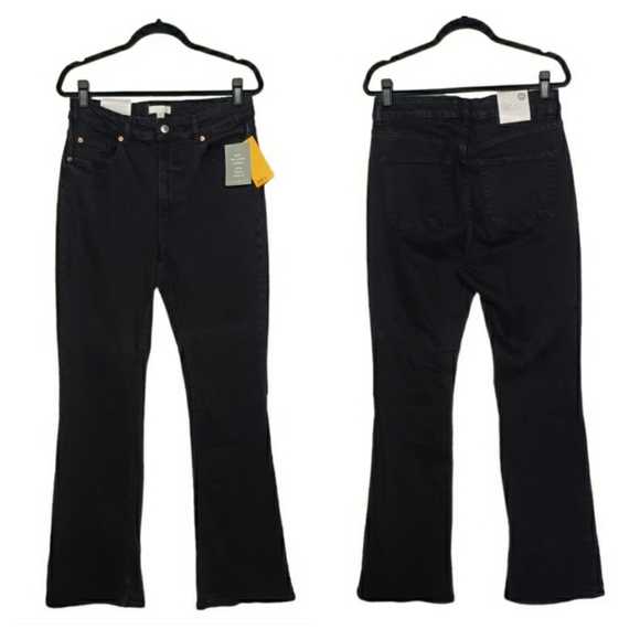 H&M Jeans Hm Black High Waist Flare Stretch Denim Conscious Choice